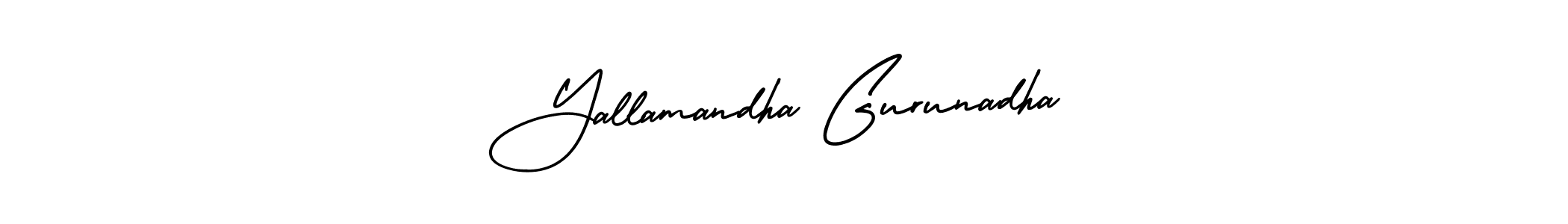 The best way (AmerikaSignatureDemo-Regular) to make a short signature is to pick only two or three words in your name. The name Yallamandha Gurunadha include a total of six letters. For converting this name. Yallamandha Gurunadha signature style 3 images and pictures png