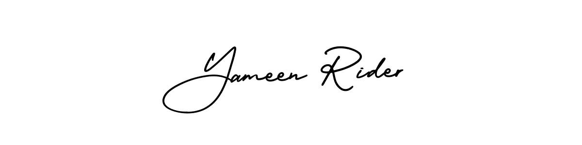 The best way (AmerikaSignatureDemo-Regular) to make a short signature is to pick only two or three words in your name. The name Yameen Rider include a total of six letters. For converting this name. Yameen Rider signature style 3 images and pictures png