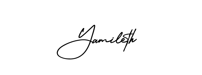 The best way (AmerikaSignatureDemo-Regular) to make a short signature is to pick only two or three words in your name. The name Yamileth include a total of six letters. For converting this name. Yamileth signature style 3 images and pictures png