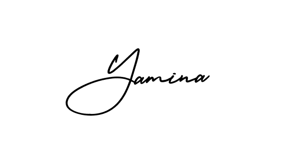 How to make Yamina name signature. Use AmerikaSignatureDemo-Regular style for creating short signs online. This is the latest handwritten sign. Yamina signature style 3 images and pictures png