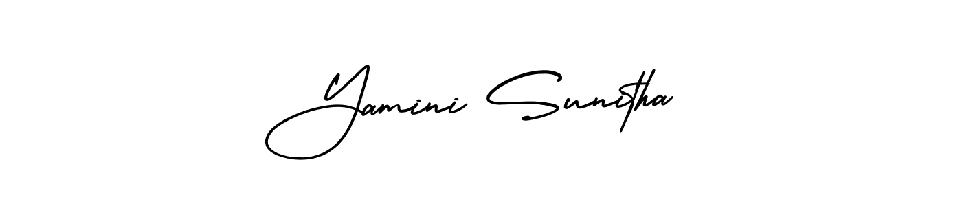 Also You can easily find your signature by using the search form. We will create Yamini Sunitha name handwritten signature images for you free of cost using AmerikaSignatureDemo-Regular sign style. Yamini Sunitha signature style 3 images and pictures png