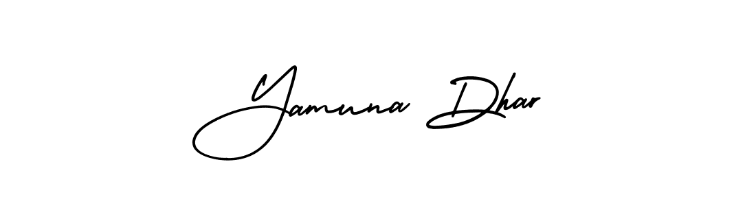 You should practise on your own different ways (AmerikaSignatureDemo-Regular) to write your name (Yamuna Dhar) in signature. don't let someone else do it for you. Yamuna Dhar signature style 3 images and pictures png