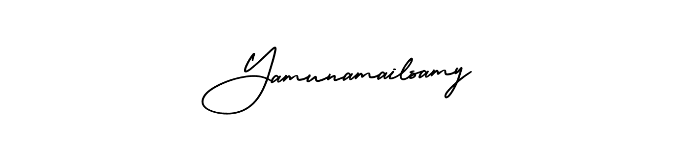 How to make Yamunamailsamy name signature. Use AmerikaSignatureDemo-Regular style for creating short signs online. This is the latest handwritten sign. Yamunamailsamy signature style 3 images and pictures png