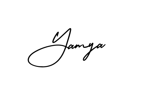 You should practise on your own different ways (AmerikaSignatureDemo-Regular) to write your name (Yamya) in signature. don't let someone else do it for you. Yamya signature style 3 images and pictures png