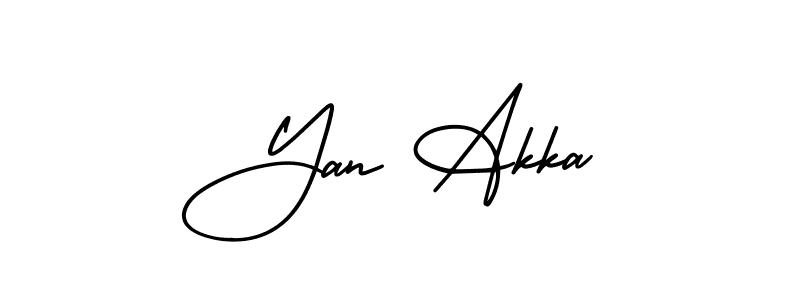 How to Draw Yan Akka signature style? AmerikaSignatureDemo-Regular is a latest design signature styles for name Yan Akka. Yan Akka signature style 3 images and pictures png
