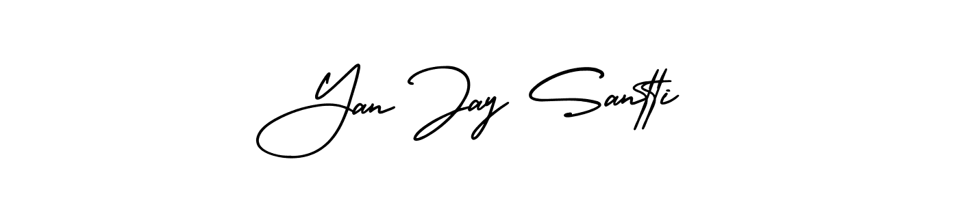 You should practise on your own different ways (AmerikaSignatureDemo-Regular) to write your name (Yan Jay Santti) in signature. don't let someone else do it for you. Yan Jay Santti signature style 3 images and pictures png