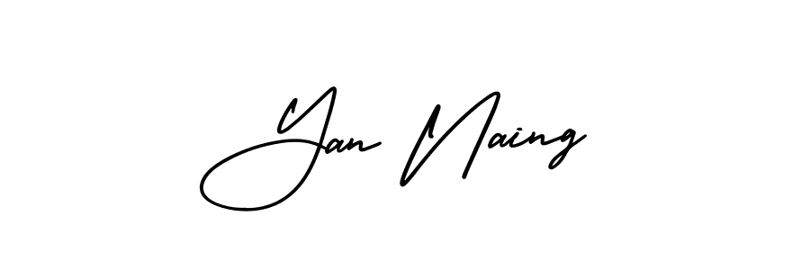 Yan Naing stylish signature style. Best Handwritten Sign (AmerikaSignatureDemo-Regular) for my name. Handwritten Signature Collection Ideas for my name Yan Naing. Yan Naing signature style 3 images and pictures png