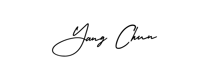 Use a signature maker to create a handwritten signature online. With this signature software, you can design (AmerikaSignatureDemo-Regular) your own signature for name Yang Chun. Yang Chun signature style 3 images and pictures png