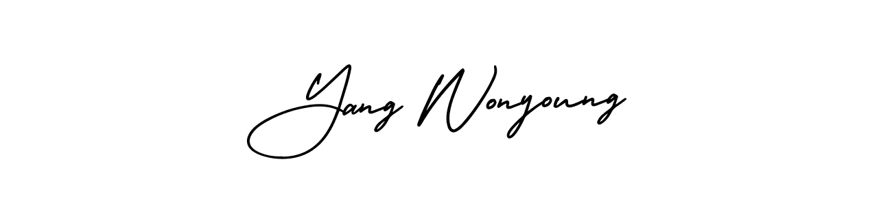 Use a signature maker to create a handwritten signature online. With this signature software, you can design (AmerikaSignatureDemo-Regular) your own signature for name Yang Wonyoung. Yang Wonyoung signature style 3 images and pictures png