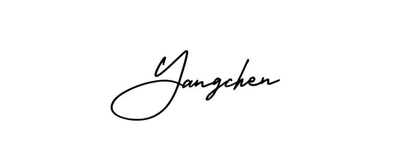 How to make Yangchen name signature. Use AmerikaSignatureDemo-Regular style for creating short signs online. This is the latest handwritten sign. Yangchen signature style 3 images and pictures png