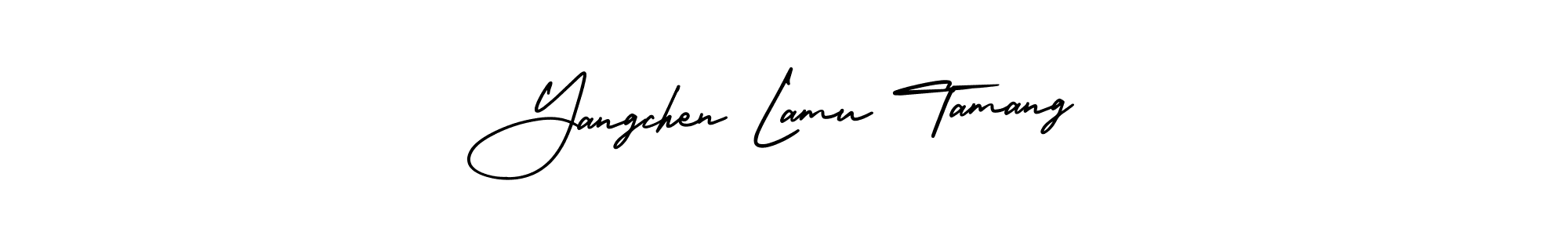 It looks lik you need a new signature style for name Yangchen Lamu Tamang. Design unique handwritten (AmerikaSignatureDemo-Regular) signature with our free signature maker in just a few clicks. Yangchen Lamu Tamang signature style 3 images and pictures png