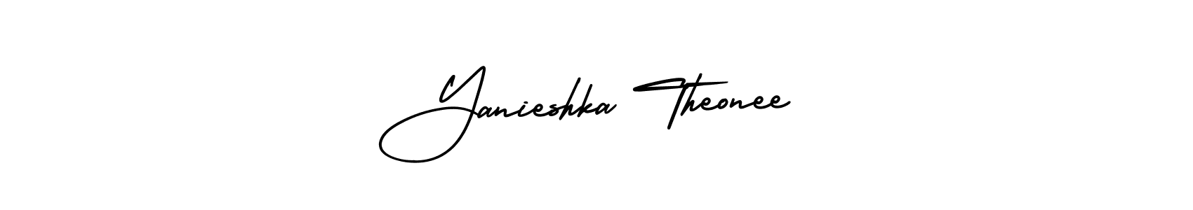 It looks lik you need a new signature style for name Yanieshka Theonee. Design unique handwritten (AmerikaSignatureDemo-Regular) signature with our free signature maker in just a few clicks. Yanieshka Theonee signature style 3 images and pictures png