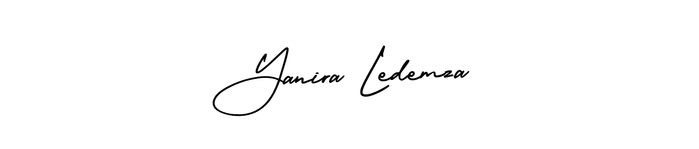 You should practise on your own different ways (AmerikaSignatureDemo-Regular) to write your name (Yanira Ledemza) in signature. don't let someone else do it for you. Yanira Ledemza signature style 3 images and pictures png