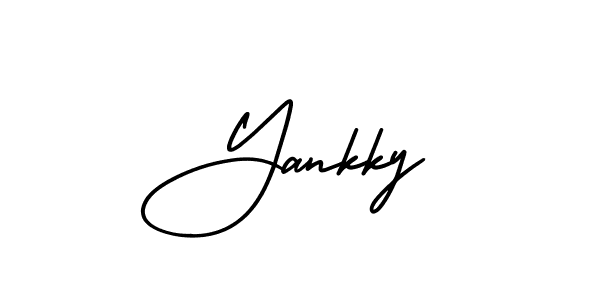Use a signature maker to create a handwritten signature online. With this signature software, you can design (AmerikaSignatureDemo-Regular) your own signature for name Yankky. Yankky signature style 3 images and pictures png