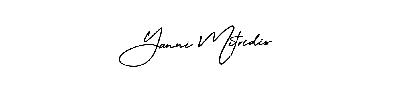 You should practise on your own different ways (AmerikaSignatureDemo-Regular) to write your name (Yanni Mitridis) in signature. don't let someone else do it for you. Yanni Mitridis signature style 3 images and pictures png