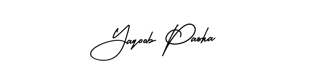 You should practise on your own different ways (AmerikaSignatureDemo-Regular) to write your name (Yaqoob Pasha) in signature. don't let someone else do it for you. Yaqoob Pasha signature style 3 images and pictures png