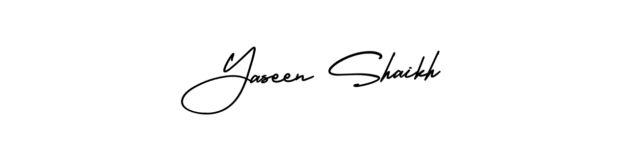 The best way (AmerikaSignatureDemo-Regular) to make a short signature is to pick only two or three words in your name. The name Yaseen Shaikh include a total of six letters. For converting this name. Yaseen Shaikh signature style 3 images and pictures png