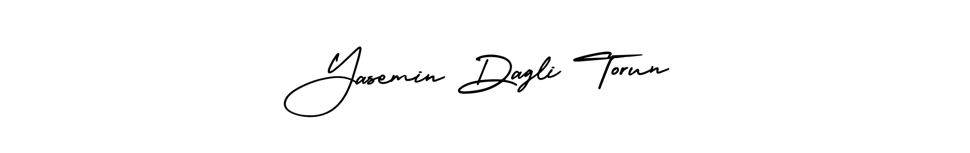 You should practise on your own different ways (AmerikaSignatureDemo-Regular) to write your name (Yasemin Dagli Torun) in signature. don't let someone else do it for you. Yasemin Dagli Torun signature style 3 images and pictures png