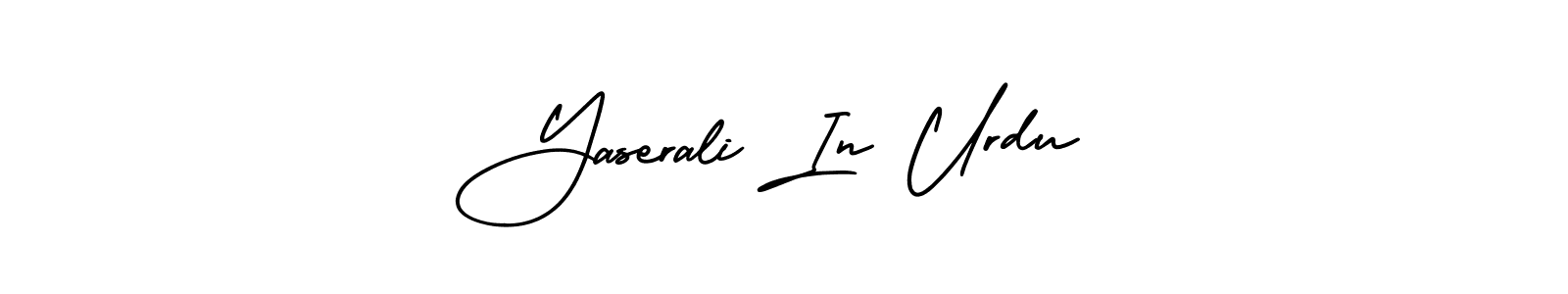 The best way (AmerikaSignatureDemo-Regular) to make a short signature is to pick only two or three words in your name. The name Yaserali In Urdu include a total of six letters. For converting this name. Yaserali In Urdu signature style 3 images and pictures png