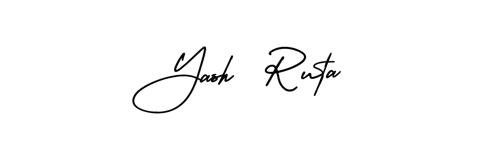 How to make Yash  Ruta name signature. Use AmerikaSignatureDemo-Regular style for creating short signs online. This is the latest handwritten sign. Yash  Ruta signature style 3 images and pictures png