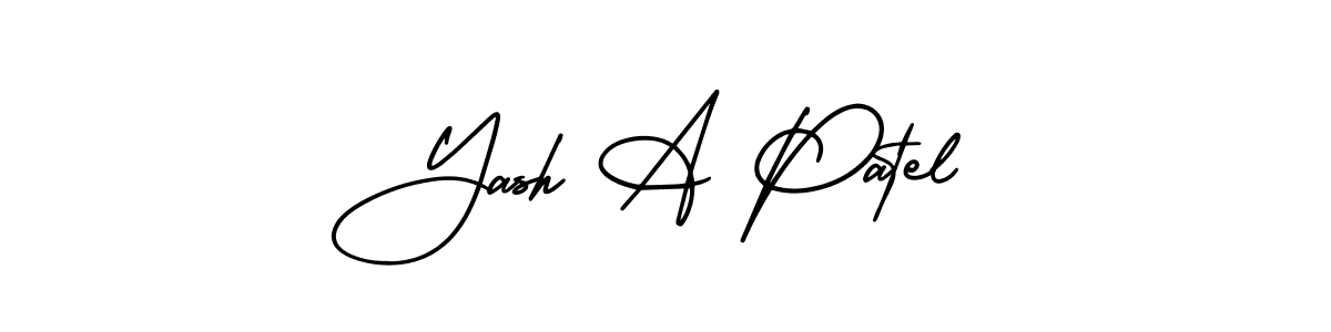 You should practise on your own different ways (AmerikaSignatureDemo-Regular) to write your name (Yash A Patel) in signature. don't let someone else do it for you. Yash A Patel signature style 3 images and pictures png