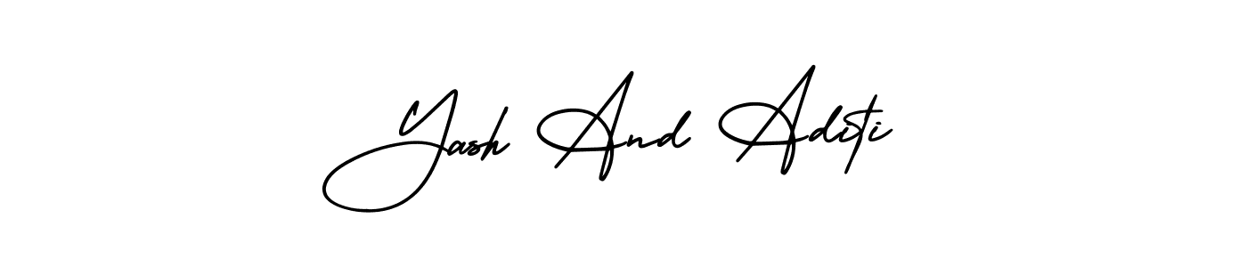 Create a beautiful signature design for name Yash And Aditi. With this signature (AmerikaSignatureDemo-Regular) fonts, you can make a handwritten signature for free. Yash And Aditi signature style 3 images and pictures png