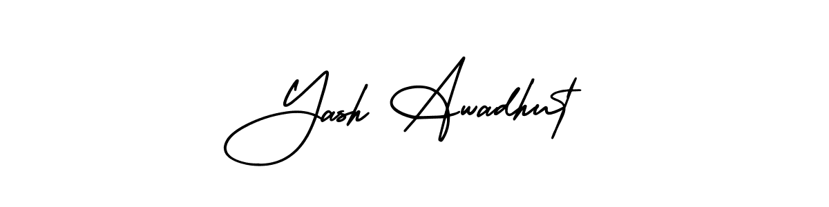 You should practise on your own different ways (AmerikaSignatureDemo-Regular) to write your name (Yash Awadhut) in signature. don't let someone else do it for you. Yash Awadhut signature style 3 images and pictures png