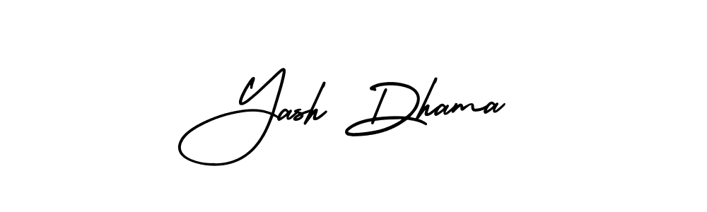 The best way (AmerikaSignatureDemo-Regular) to make a short signature is to pick only two or three words in your name. The name Yash Dhama include a total of six letters. For converting this name. Yash Dhama signature style 3 images and pictures png