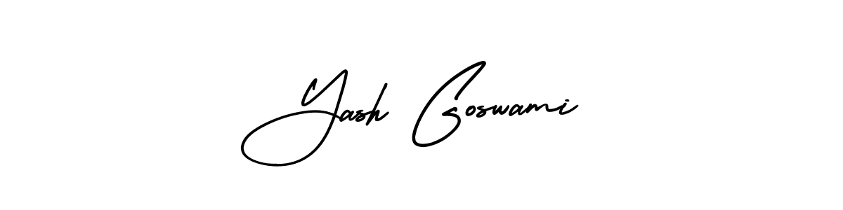 The best way (AmerikaSignatureDemo-Regular) to make a short signature is to pick only two or three words in your name. The name Yash Goswami include a total of six letters. For converting this name. Yash Goswami signature style 3 images and pictures png