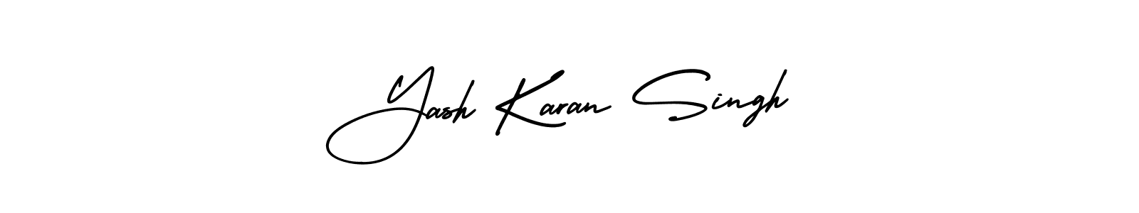 The best way (AmerikaSignatureDemo-Regular) to make a short signature is to pick only two or three words in your name. The name Yash Karan Singh include a total of six letters. For converting this name. Yash Karan Singh signature style 3 images and pictures png