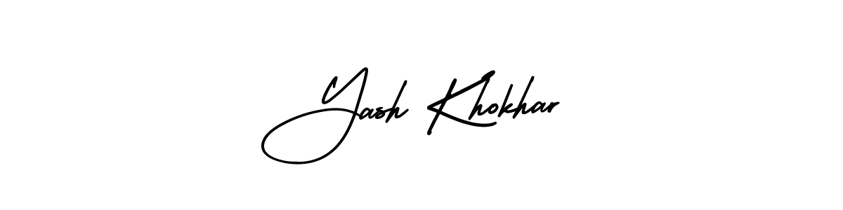 You should practise on your own different ways (AmerikaSignatureDemo-Regular) to write your name (Yash Khokhar) in signature. don't let someone else do it for you. Yash Khokhar signature style 3 images and pictures png