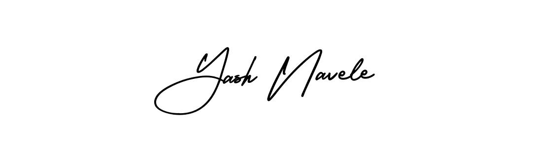 You should practise on your own different ways (AmerikaSignatureDemo-Regular) to write your name (Yash Navele) in signature. don't let someone else do it for you. Yash Navele signature style 3 images and pictures png