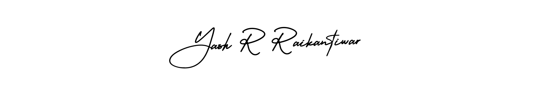 You should practise on your own different ways (AmerikaSignatureDemo-Regular) to write your name (Yash R Raikantiwar) in signature. don't let someone else do it for you. Yash R Raikantiwar signature style 3 images and pictures png