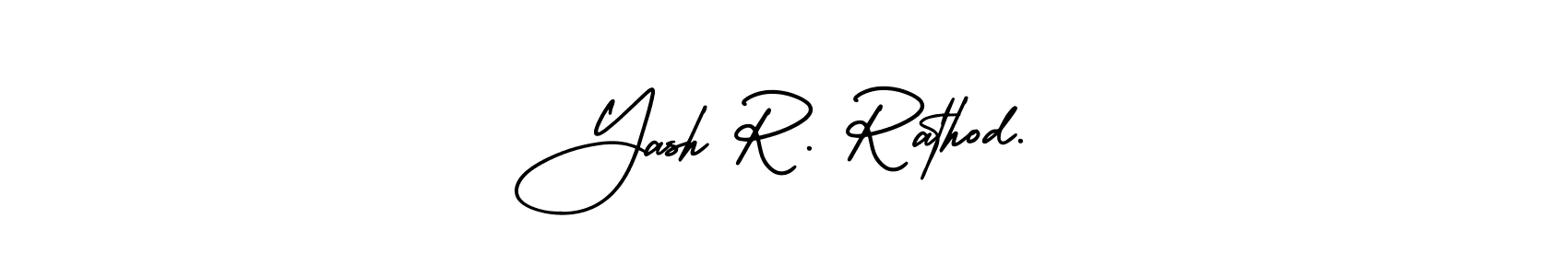 The best way (AmerikaSignatureDemo-Regular) to make a short signature is to pick only two or three words in your name. The name Yash R. Rathod… include a total of six letters. For converting this name. Yash R. Rathod… signature style 3 images and pictures png