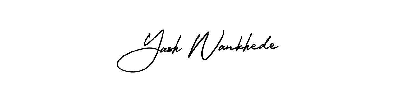 The best way (AmerikaSignatureDemo-Regular) to make a short signature is to pick only two or three words in your name. The name Yash Wankhede include a total of six letters. For converting this name. Yash Wankhede signature style 3 images and pictures png