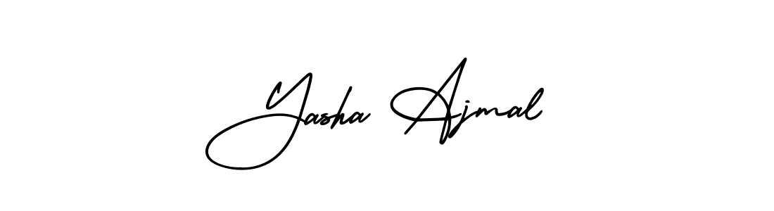 The best way (AmerikaSignatureDemo-Regular) to make a short signature is to pick only two or three words in your name. The name Yasha Ajmal include a total of six letters. For converting this name. Yasha Ajmal signature style 3 images and pictures png