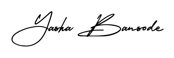 Express your personality with a custom Yasha Bansode signature crafted with AmerikaSignatureDemo-Regular typography. Free transparent PNG download available. Yasha Bansode signature style 3 images and pictures png