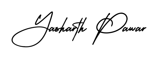 The AmerikaSignatureDemo-Regular font transforms the name Yasharth Pawar into an executive sign with sharp precision and distinguished character. Yasharth Pawar signature style 3 images and pictures png