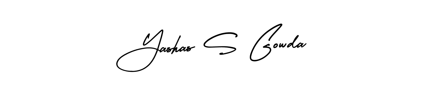 The best way (AmerikaSignatureDemo-Regular) to make a short signature is to pick only two or three words in your name. The name Yashas S Gowda include a total of six letters. For converting this name. Yashas S Gowda signature style 3 images and pictures png