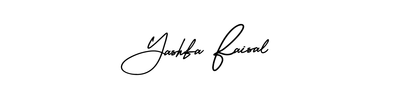 This is the best signature style for the Yashfa Faisal name. Also you like these signature font (AmerikaSignatureDemo-Regular). Mix name signature. Yashfa Faisal signature style 3 images and pictures png