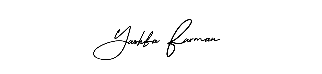 You should practise on your own different ways (AmerikaSignatureDemo-Regular) to write your name (Yashfa Farman) in signature. don't let someone else do it for you. Yashfa Farman signature style 3 images and pictures png