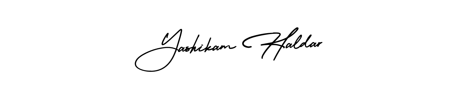 How to Draw Yashikam Haldar signature style? AmerikaSignatureDemo-Regular is a latest design signature styles for name Yashikam Haldar. Yashikam Haldar signature style 3 images and pictures png