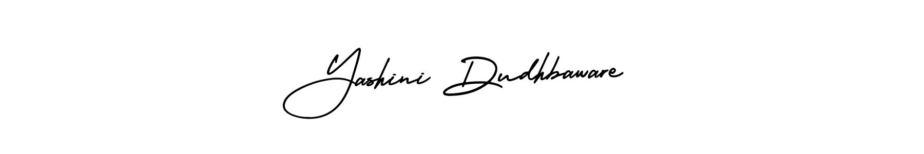 You should practise on your own different ways (AmerikaSignatureDemo-Regular) to write your name (Yashini Dudhbaware) in signature. don't let someone else do it for you. Yashini Dudhbaware signature style 3 images and pictures png