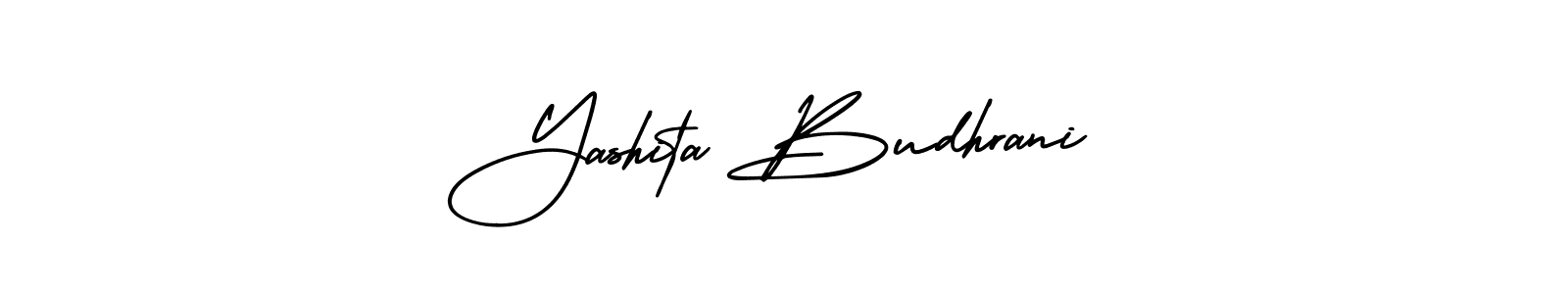 The best way (AmerikaSignatureDemo-Regular) to make a short signature is to pick only two or three words in your name. The name Yashita Budhrani include a total of six letters. For converting this name. Yashita Budhrani signature style 3 images and pictures png