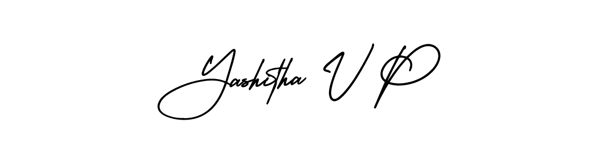 The best way (AmerikaSignatureDemo-Regular) to make a short signature is to pick only two or three words in your name. The name Yashitha V P include a total of six letters. For converting this name. Yashitha V P signature style 3 images and pictures png