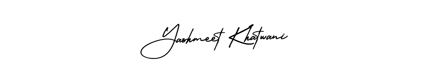 You should practise on your own different ways (AmerikaSignatureDemo-Regular) to write your name (Yashmeet Khatwani) in signature. don't let someone else do it for you. Yashmeet Khatwani signature style 3 images and pictures png