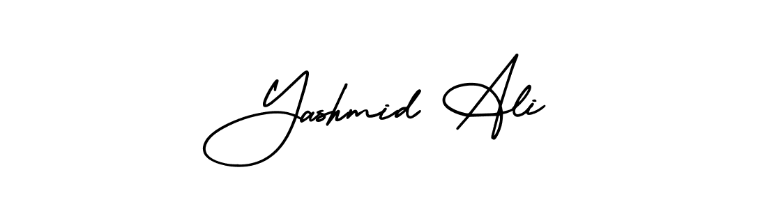 The best way (AmerikaSignatureDemo-Regular) to make a short signature is to pick only two or three words in your name. The name Yashmid Ali include a total of six letters. For converting this name. Yashmid Ali signature style 3 images and pictures png