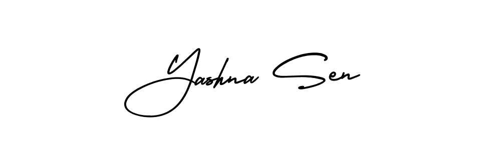 The best way (AmerikaSignatureDemo-Regular) to make a short signature is to pick only two or three words in your name. The name Yashna Sen include a total of six letters. For converting this name. Yashna Sen signature style 3 images and pictures png