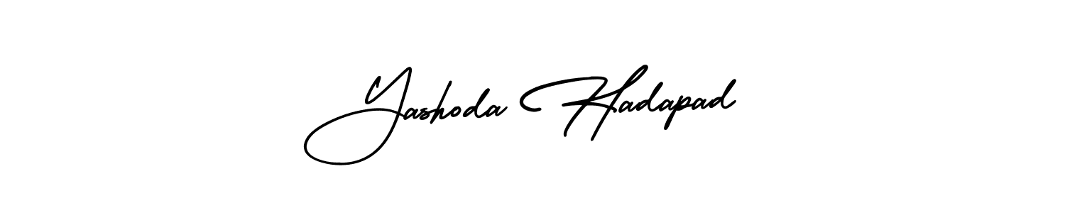 You should practise on your own different ways (AmerikaSignatureDemo-Regular) to write your name (Yashoda Hadapad) in signature. don't let someone else do it for you. Yashoda Hadapad signature style 3 images and pictures png