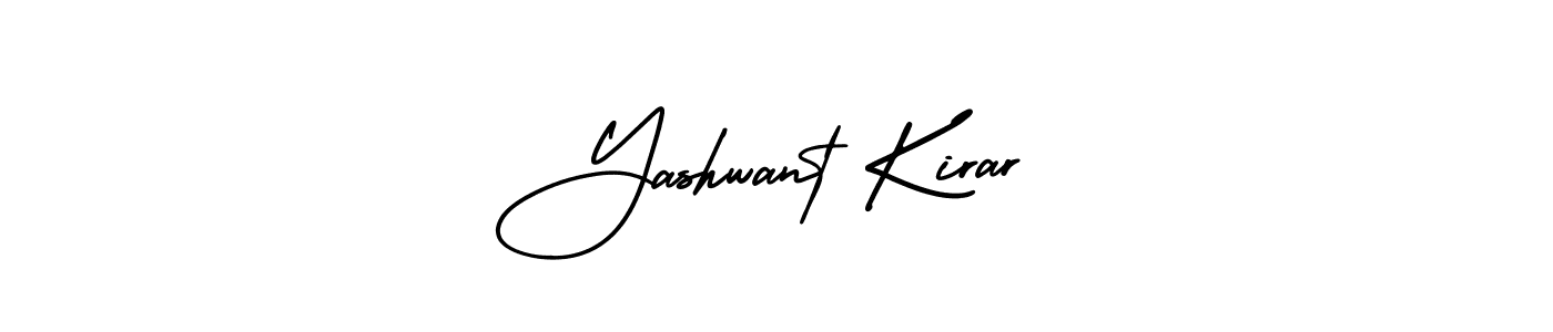 The best way (AmerikaSignatureDemo-Regular) to make a short signature is to pick only two or three words in your name. The name Yashwant Kirar include a total of six letters. For converting this name. Yashwant Kirar signature style 3 images and pictures png